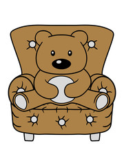 sitzend sessel stuhl gemütlich kuscheltier teddy grizzly bär bärchen comic cartoon clipart süß niedlich design