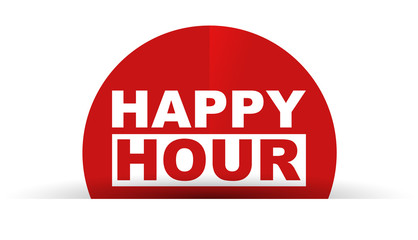 red vector banner happy hour