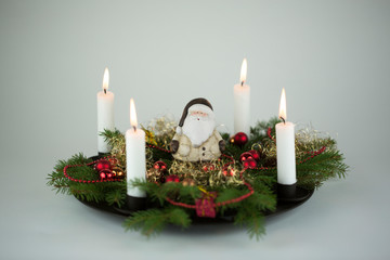 adventskranz with candles and decoration