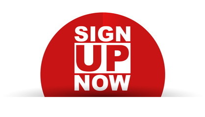 red vector banner sign up now