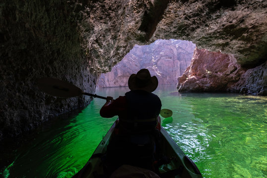 Kayaking in Emerald Cave, Colorado River in Black Canyon, Arizona