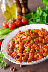 Stewed red beans with carrot in spicy tomato sauce
