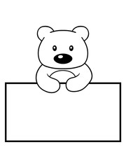 rahmen name schild text schreiben teddy grizzly bär bärchen comic cartoon clipart süß niedlich design
