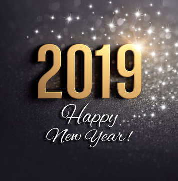 Black and gold New Year 2019 Greeting card