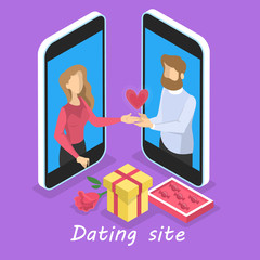 Online dating app. Virtual relationship and love.