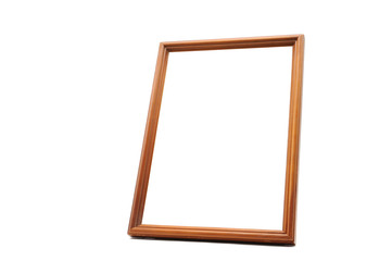 Antique wooden photo frame on an isolated white background