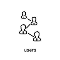 Users interconnected icon. Trendy modern flat linear vector User