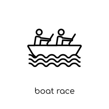 Boat Race Icon. Trendy Modern Flat Linear Vector Boat Race Icon On White Background From Thin Line Activity And Hobbies Collection