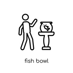 Fish bowl icon. Trendy modern flat linear vector Fish bowl icon on white background from thin line Activity and Hobbies collection