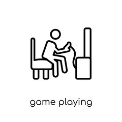 Fototapeta na wymiar Game playing icon. Trendy modern flat linear vector Game playing icon on white background from thin line Activity and Hobbies collection