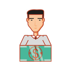 young man with bill dollar money