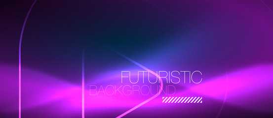 Neon glowing techno lines, hi-tech futuristic abstract background template with geometric shapes