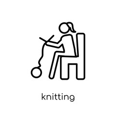 Knitting icon. Trendy modern flat linear vector Knitting icon on white background from thin line Activity and Hobbies collection
