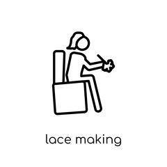 Lace making icon. Trendy modern flat linear vector Lace making icon on white background from thin line Activity and Hobbies collection