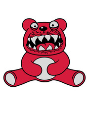 monster böse gefährlich horror halloween gruselig hässlich teddy grizzly bär bärchen comic cartoon clipart süß niedlich design