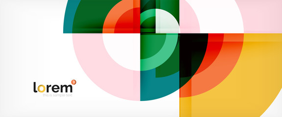 Obraz premium Modern geometric circles abstract background, colorful round shapes with shadow effects