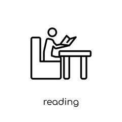 Reading icon. Trendy modern flat linear vector Reading icon on white background from thin line Activity and Hobbies collection