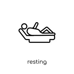 Resting icon. Trendy modern flat linear vector Resting icon on white background from thin line Activity and Hobbies collection