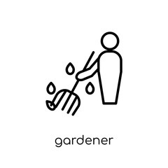 gardener icon. Trendy modern flat linear vector gardener icon on white background from thin line Agriculture, Farming and Gardening collection, outline vector illustration