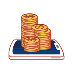 smartphone with coins money