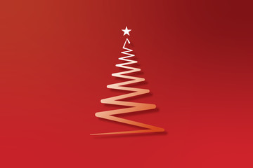 2D Illustration of  a single, line art Christmas tree 06B