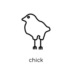 Chick icon. Trendy modern flat linear vector Chick icon on white background from thin line animals collection