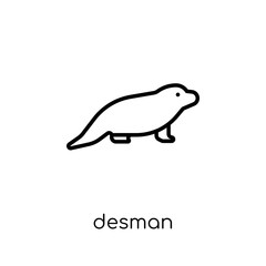 Desman icon. Trendy modern flat linear vector Desman icon on white background from thin line animals collection