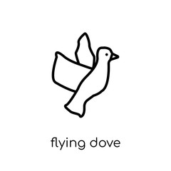 Flying Dove icon. Trendy modern flat linear vector Flying Dove icon on white background from thin line animals collection