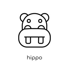 Hippo icon. Trendy modern flat linear vector Hippo icon on white background from thin line animals collection