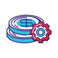 coins money with gear