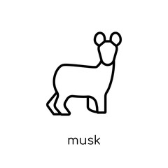 Musk icon. Trendy modern flat linear vector Musk icon on white background from thin line animals collection