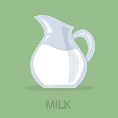 Milk in a glass jar. Dairy organic product