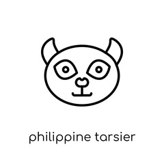 Fototapeta premium Philippine tarsier icon. Trendy modern flat linear vector Philippine tarsier icon on white background from thin line animals collection