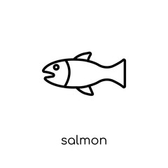 Salmon icon. Trendy modern flat linear vector Salmon icon on white background from thin line animals collection