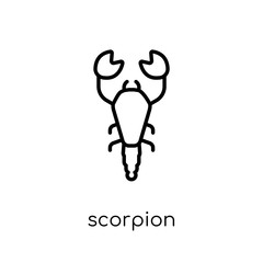 Scorpion icon. Trendy modern flat linear vector Scorpion icon on white background from thin line animals collection