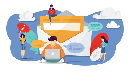 Email message in smartphone. Idea of global communication