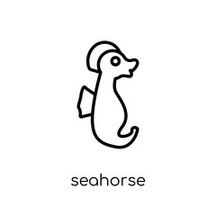 Seahorse icon. Trendy modern flat linear vector Seahorse icon on white background from thin line animals collection