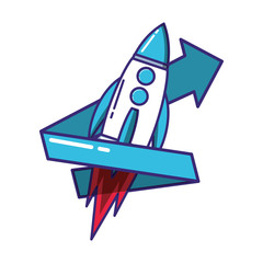 rocket start up with arrow