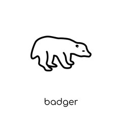 Badger icon. Trendy modern flat linear vector Badger icon on white background from thin line animals collection