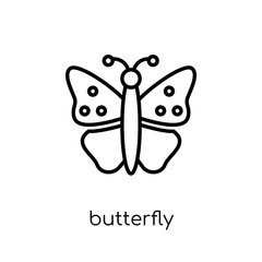Butterfly icon. Trendy modern flat linear vector Butterfly icon on white background from thin line animals collection