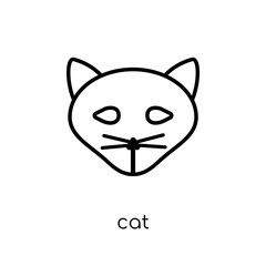 Cat icon. Trendy modern flat linear vector Cat icon on white background from thin line animals collection