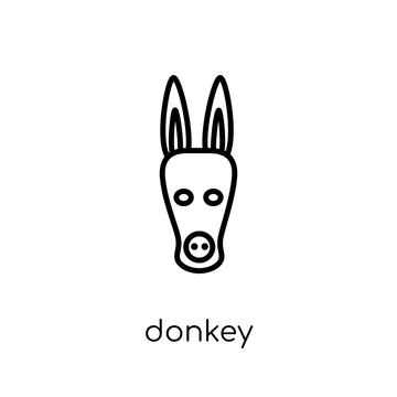 Donkey icon. Trendy modern flat linear vector Donkey icon on white background from thin line animals collection