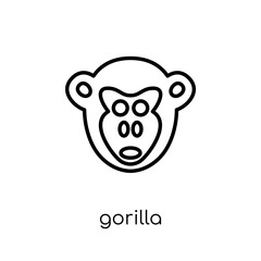 Gorilla icon. Trendy modern flat linear vector Gorilla icon on white background from thin line animals collection