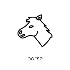 Horse icon. Trendy modern flat linear vector Horse icon on white background from thin line animals collection