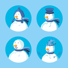 group of snowmen with hat winter
