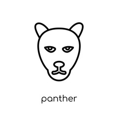 Panther icon. Trendy modern flat linear vector Panther icon on white background from thin line animals collection