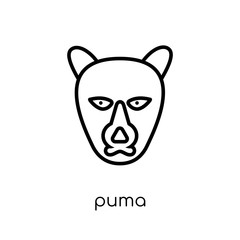 puma icon. Trendy modern flat linear vector puma icon on white background from thin line animals collection