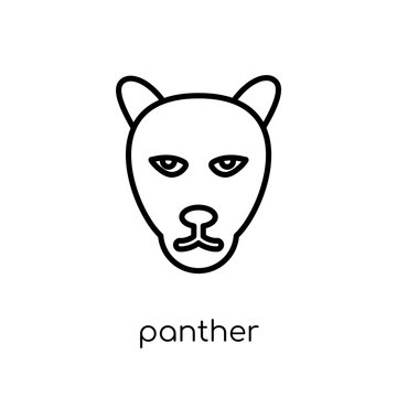 Panther icon. Trendy modern flat linear vector Panther icon on white background from thin line animals collection