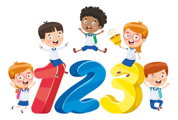 Vector Illustration Of Cartoon Students