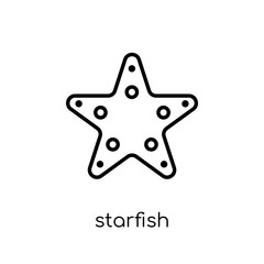 Starfish icon. Trendy modern flat linear vector Starfish icon on white background from thin line animals collection